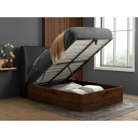 Halfden Ottoman Bed (Dark Wood & Grey)