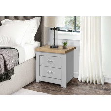 Highgate 2 Drawer Bedside (Grey & Oak)