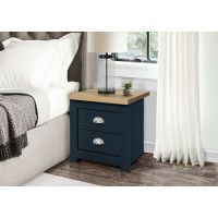 Highgate 2 Drawer Bedside (Navy & Oak)