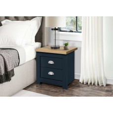 Highgate 2 Drawer Bedside (Navy & Oak)
