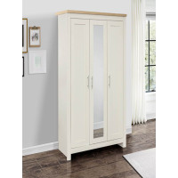 Highgate 3 Door Mirror Wardrobe (Cream & Oak)