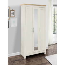 Highgate 3 Door Mirror Wardrobe (Cream & Oak)