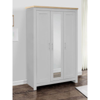 Highgate 3 Door Mirror Wardrobe (Grey & Oak)