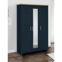 Highgate 3 Door Mirror Wardrobe (Navy & Oak)