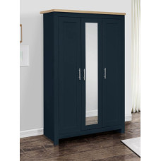 Highgate 3 Door Mirror Wardrobe (Navy & Oak)