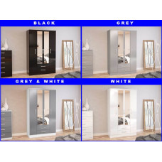 Lynx 4 Door Combi Wardrobe with Mirror (4 Colours)