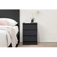 Oslo 3 Drawer Bedside (Black)