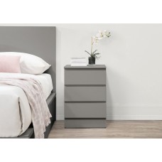 Oslo 3 Drawer Bedside (Grey)