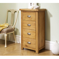 Woburn Oak 4 Drawer Narrow Chest (Assembled)