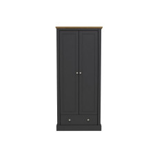Devon 2 Door + 1 Drawer Wardrobe (Charcoal)