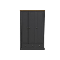 Devon 3 Door + 2 Drawer Wardrobe (Charcoal)