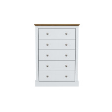 Devon 5 Drawer Chest (White)